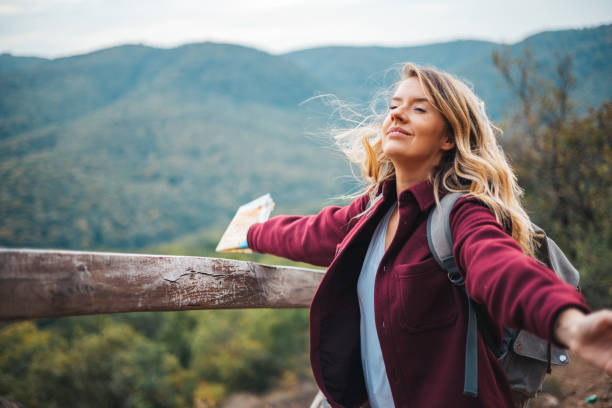 istock Woman contemplating a beautiful landscape. 2148861466