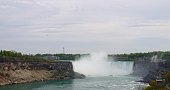 Majestic Niagara River with huge source of fresh water. Breathtaking views of waterfall and rich source of fresh water. Beauty of fresh water source and its surroundings. Natural wealth concept.