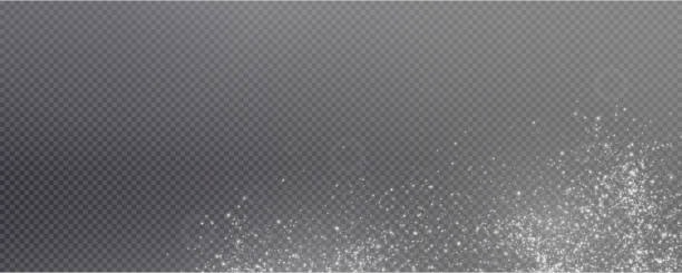 istock Christmas glowing bokeh confetti light and glitter texture overlay for your design. Festive sparkling white dust. Holiday powder dust for cards, invitations, banners, advertising. 2148863025