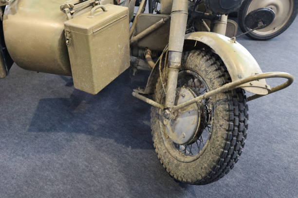 istock Wheel of an old motorcycle in the mud 2148865907