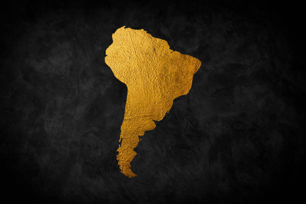istock Brazil shaped from golden map on a black background. 2148868004
