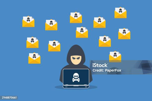 Hack Email Link Hacker Sending Emails From Laptop Electronic Mail Spam Data Hacking Via ...