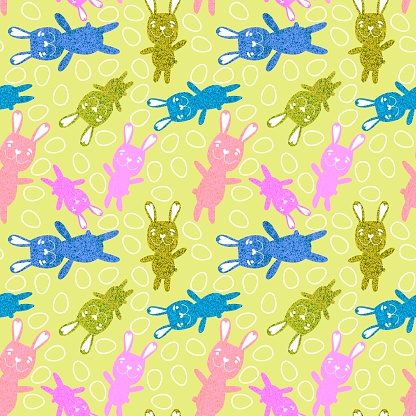 Easter eggs seamless pattern for packaging and kitchen textiles