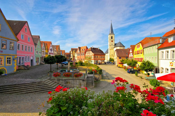 the town Aub in Germany, many timbered houses