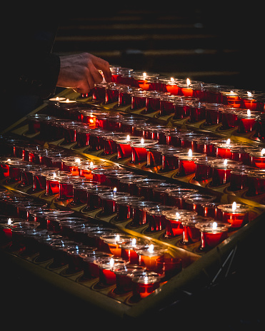 Candles in Basilica of Sacré Coeur de Montmartre, Paris, France.
