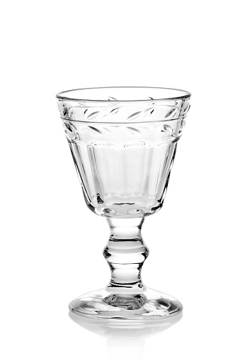 empty and transparent cup on white background