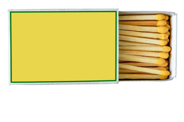 istock yellow paper matchbox with matches on white background 2148873969