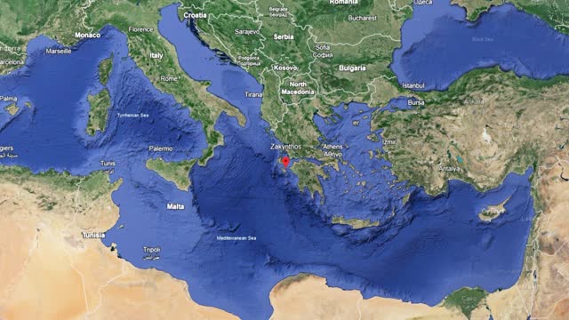 Zakynthos Island Greece, Map Destination Animation Graphics, Greek Islands Ionian Sea