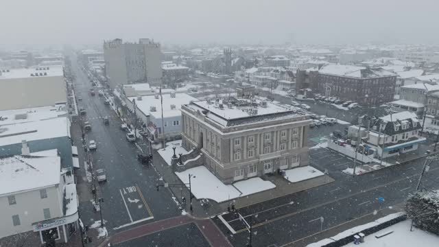 City Hall in Ocean City, NJ during a winter snow storm.
