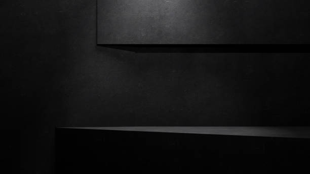 istock Dark abstract background with chalkboard or concrete texture. black textured wall abstract background. Hight resolution dark gray wall backdrop with spotlight and empty place for text and products 2148877364
