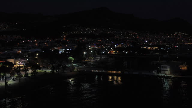 Aerial View of Bodrum Turgutreis Marina at Night
