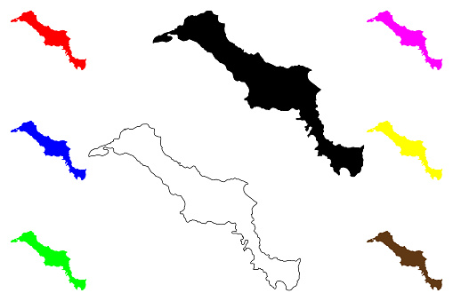Euboeaisland (Greece, Hellenic Republic, Aegean Islands) map vector illustration, scribble sketch Evia map