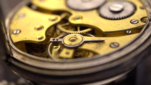 Gears in the mechanism in the old vintage watches