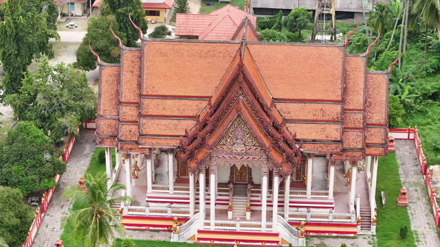 Aerial Drone Wat Khuha Phimuk Also known as Wat Na Tham, this cave temple is one of the three most revered places in the South of Thailand, Yala Province