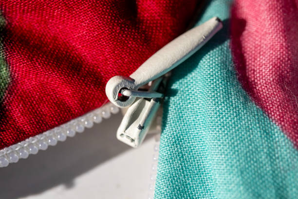 istock white zipper, close-up, background. 2148885740
