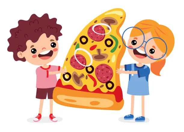 Vector illustration of Food Concept With Cartoon Kids