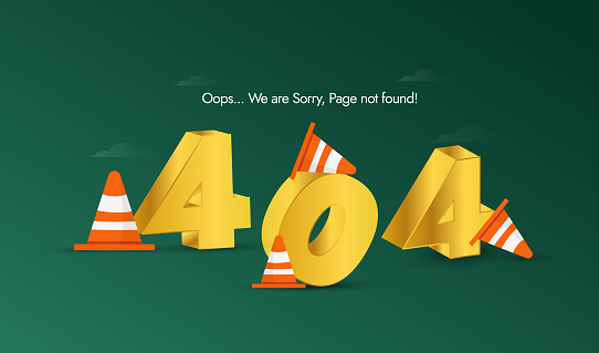 404 error. Error 404 page not found cover banner, web page template. 404 written in 3d golden color on green background. The 404 code means that a server could not find a client-requested webpage.

Page not found stock illustration. 404 Page not found banner template stock illustration

Vector Line Illustration Concept for 404 Not Found. Editable Stroke and Pixel Perfect. stock illustration