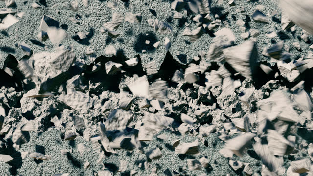 crack in a concrete wall. close-up of a cracking concrete wall. 3d animation of a cracking wall surface. wall explosion background. destruction of a concrete in 3d cinematic look