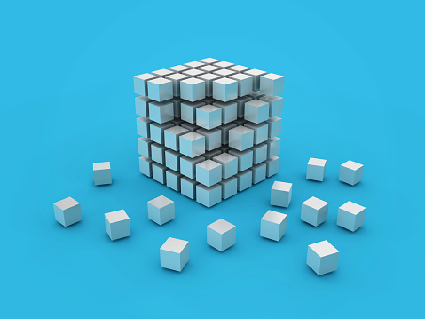 3D Cube Blocks - Colored Background - 3D Rendering