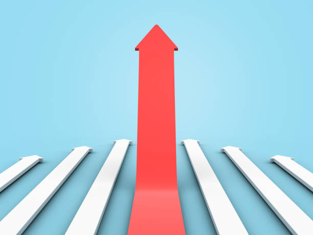 istock 3D Arrows One Red Moving Up 2148889025