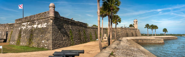 Castillo de San Marcos National Monument historic fort panoramic on Matanzas Bay in St. Augustine Florida