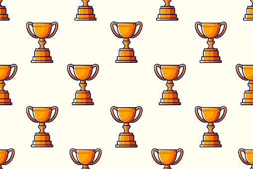 Pattern of winner's cups. Vector illustration.