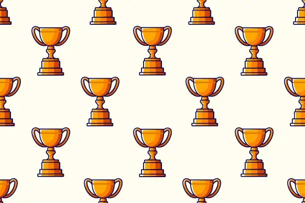 Vector illustration of Pattern of winner's cups. Vector illustration
