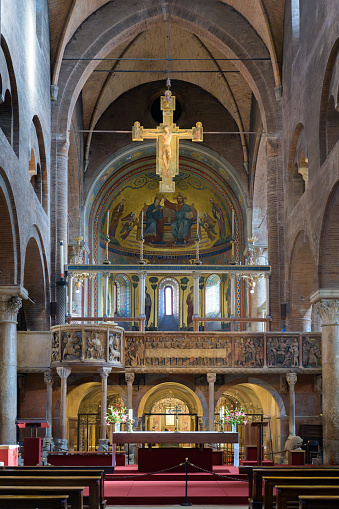 Interior of Modena Cathedral (Duomo di Modena). Roman Catholic cathedral in Modena, Italy