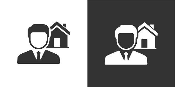 Real estate agent glyph solid icons. Containing data, strategy, planning, research solid icons collection. Vector illustration. For website design, logo, app, template, ui, etc