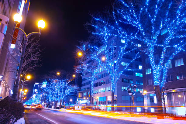 istock Street trees decorated with illuminations 2148895812