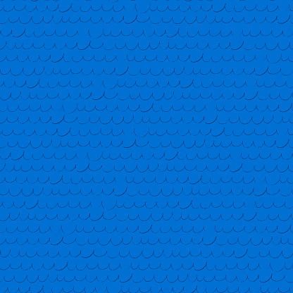 Seamless repeating pattern with hand drawn wavy lines on blue background for surface design and other design projects