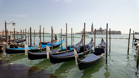 Gondola and gondola poles in Venice, Italy