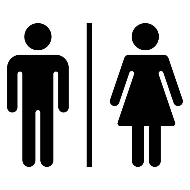 istock Toilet vector icons set. WC sign. Black restroom bathroom icon isolated on white background. Male, female. Girl, boy. Man and woman silhouette. 2148905175