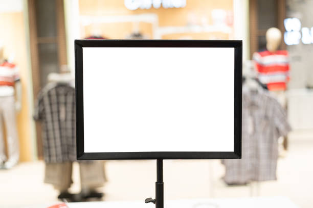 istock Empty sign inside shopping mall. mock up advertise display frame setting over the shopping department store for shopping. copy space. 2148909353