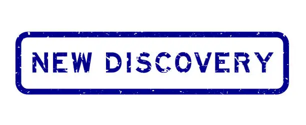 Vector illustration of Grunge blue new discovery word square rubber seal stamp on white background