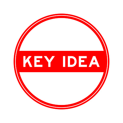 Red color round seal sticker in word key idea on white background