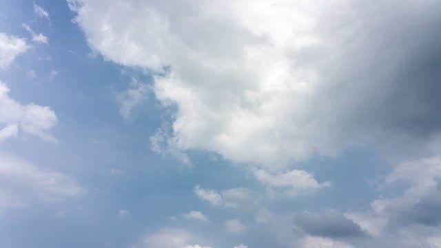 Timelaspe of moving white clouds against blue sky