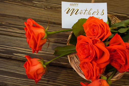 Happy mother's day!  Card, Banner, flyer,  Congratulations on Mother's Day, Bouquet of roses