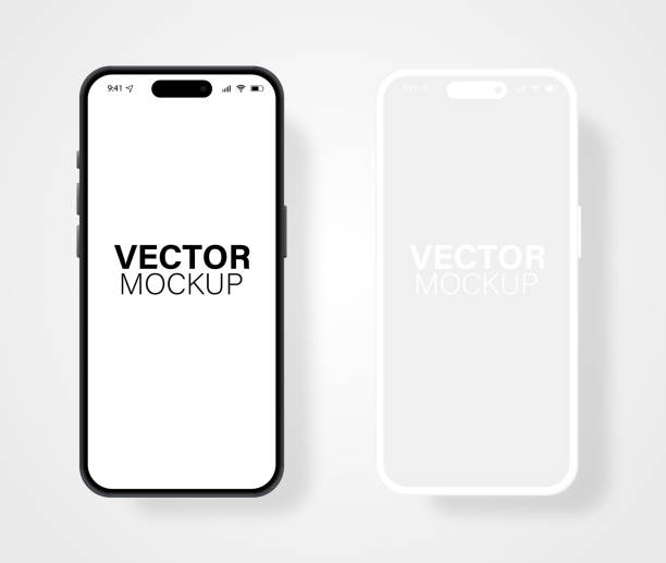 Mobile phone templates Designs similar to iphone mockup stock illustration Front mobile phone mockup templates with white screen and gray design. 3d Realism iphone vector mock up. iphone stock illustrations
