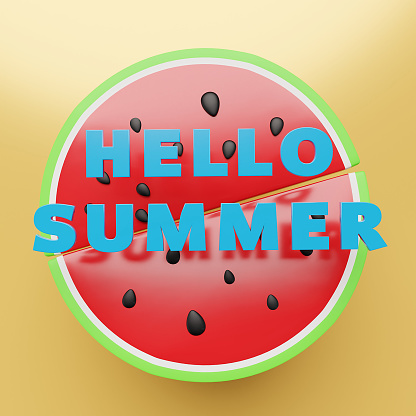 Colorful Summer background layout banners design. Greeting card, 3d render.
