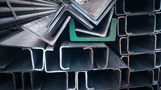 Air ducts in a large building against clear sky with copy space.