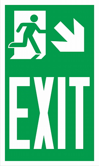 Emergency Escape Evacuation Sign Marking ISO Standard Exit Down Right