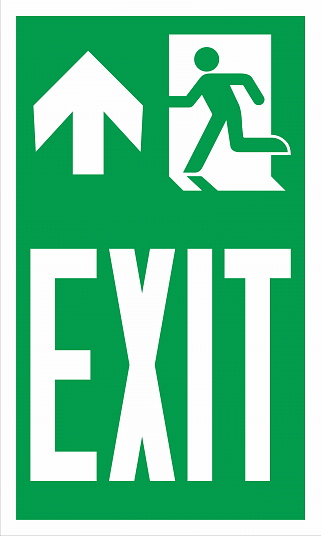 Emergency Escape Evacuation Sign Marking ISO Standard Exit Right Up This Way