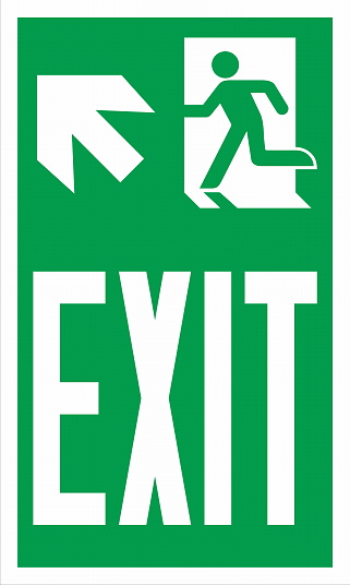 Emergency Escape Evacuation Sign Marking ISO Standard Exit Up Left
