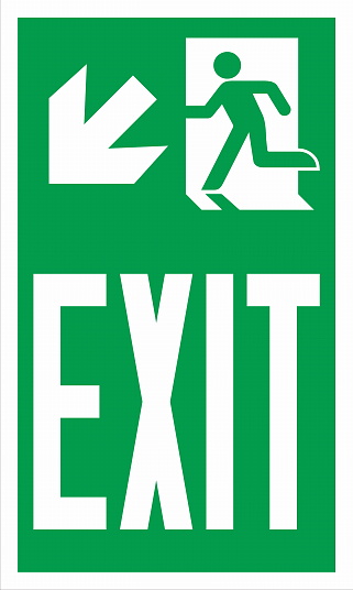 Emergency Escape Evacuation Sign Marking ISO Standard Exit Down Left