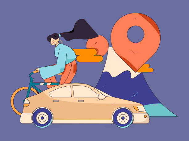 istock Flat vector concept operation hand drawn illustration of people taking a taxi 2148917796