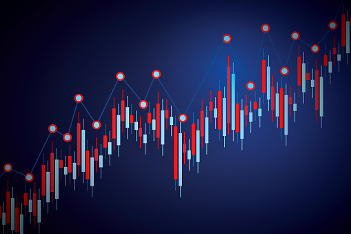 Charting Up Abstract Financial Graph With Up Trend Line Candlestick Chart In Stock ...