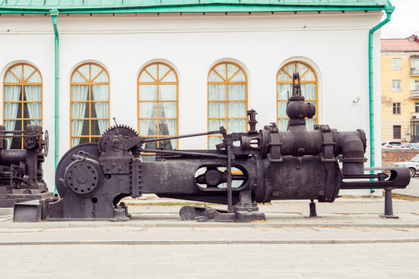 airpump of old German freight steam locomotive, Poland