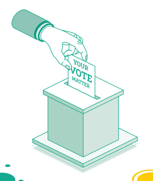 istock Voting Concept. Hand Puts Vote Bulletin into Vote Box. Isometric Election Concept with Ballot Box. The ballot has the message: Your vote matters. 2148918794