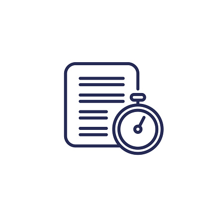 timesheet line icon, document and stopwatch